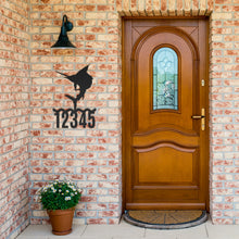Load image into Gallery viewer, Sailfish  Metal House Numbers, Address Sign, House Number Plaque, Metal Address Numbers, Fish Sign, Front Porch Decor, Porch Signs, Metal Signs