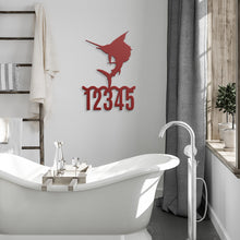 Load image into Gallery viewer, Sailfish  Metal House Numbers, Address Sign, House Number Plaque, Metal Address Numbers, Fish Sign, Front Porch Decor, Porch Signs, Metal Signs