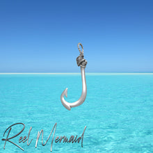 Load image into Gallery viewer, Fish Hook with Knot Sterling Silver Pendant | Gift for lady angler| Gift for her