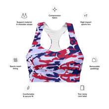 Load image into Gallery viewer, Patriotic Saltwater Camo Compression sports bra