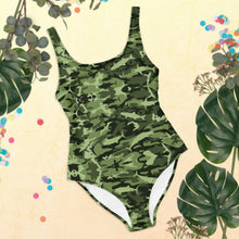 Load image into Gallery viewer, Green Saltwater Camo One-Piece Swimsuit