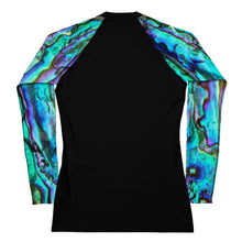 Load image into Gallery viewer, Abalone Print Reel Mermaid Ladie's Rash Guard