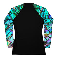 Load image into Gallery viewer, Mermaid Blues Ladies Rash Guard