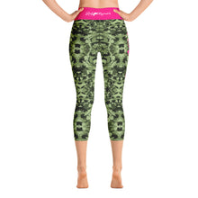 Load image into Gallery viewer, Green Saltwater Camo Yoga Capri Reel Mermaid Leggings