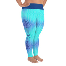 Load image into Gallery viewer, Ombre Blues Print Plus Size Reel Mermaid Leggings