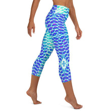 Load image into Gallery viewer, Blue Fish Scale Capri Leggings - Island Mermaid Tribe