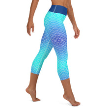 Load image into Gallery viewer, Ombre Blues Reel Mermaid Capri Leggings